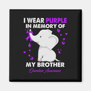 Elephant Overdose Awareness I Wear Purple For My B Magnet