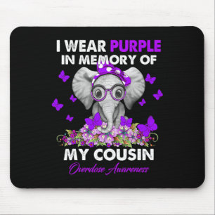 Elephant Overdose Awareness I Wear Purple For My C Mouse Mat