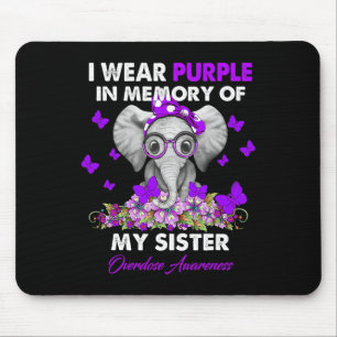 Elephant Overdose Awareness I Wear Purple For My S Mouse Mat
