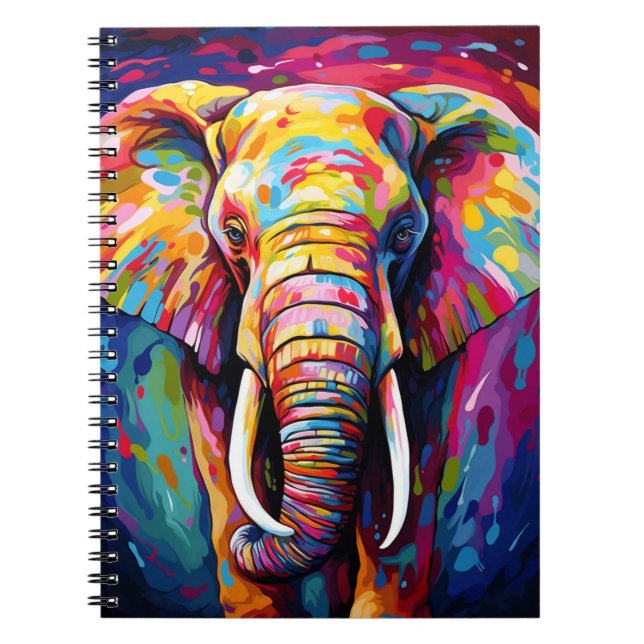 elephant painted in bright colours notebook (Front)