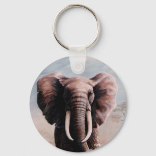 Elephant, painting by DiDi Key Ring