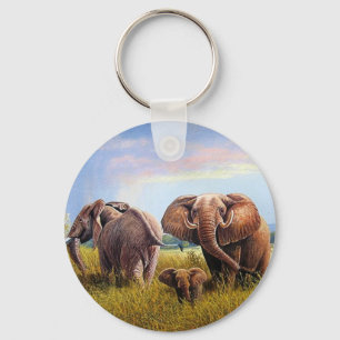 Elephant painting key ring