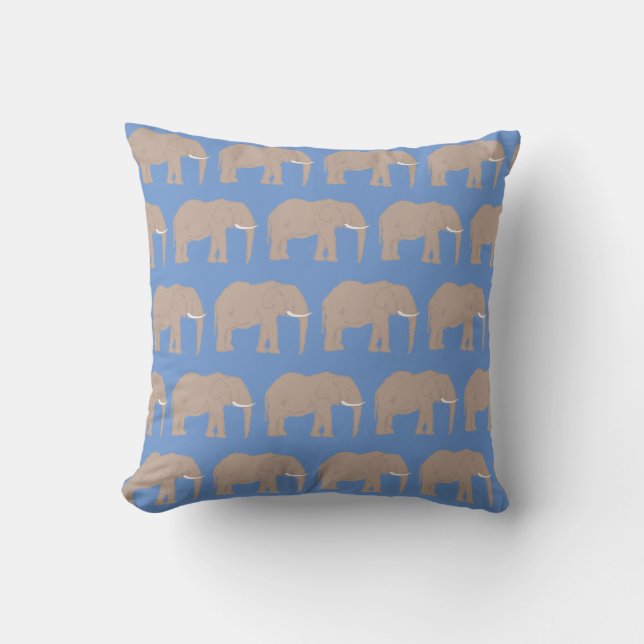Elephant Painting Safari Pattern Throw Pillow (Front)