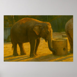 Elephant Pair in Sanctuary Setting Poster