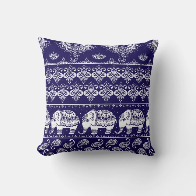 Elephant, paisley: tribal vintage pattern. cushion (Front)