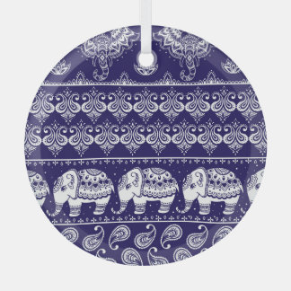 Elephant, paisley: tribal vintage pattern. glass tree decoration
