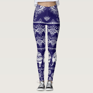 Elephant, paisley: tribal vintage pattern. leggings