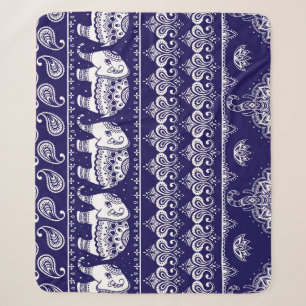 Elephant, paisley: tribal vintage pattern. sherpa blanket