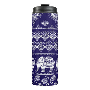 Elephant, paisley: tribal vintage pattern. thermal tumbler