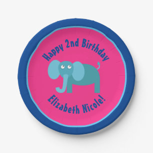 Elephant Paper Plates Animal Birthday Party