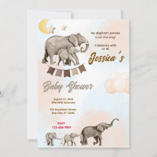 Elephant Parade Baby Shower Invitation