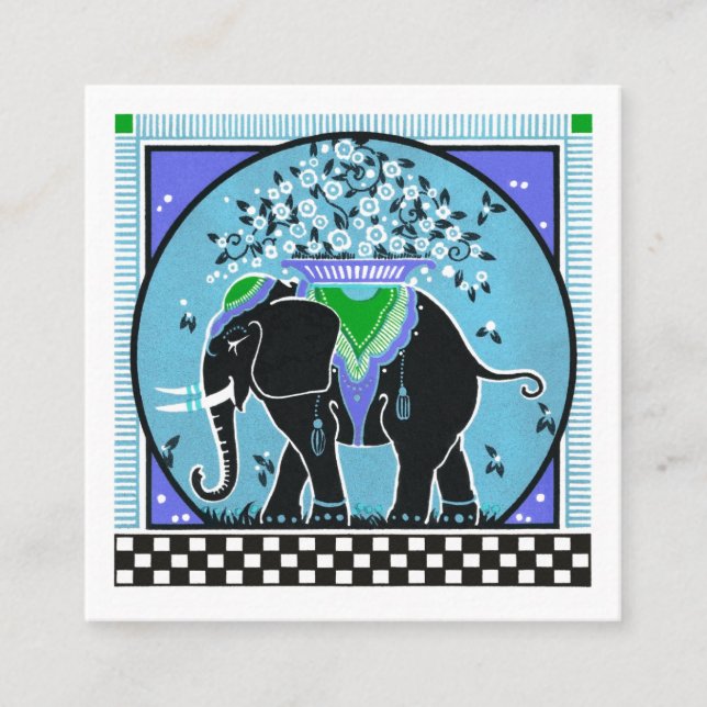 Elephant Parade in Aqua Business Card (Front)