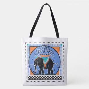 Elephant Parade in Blue Tote Bag