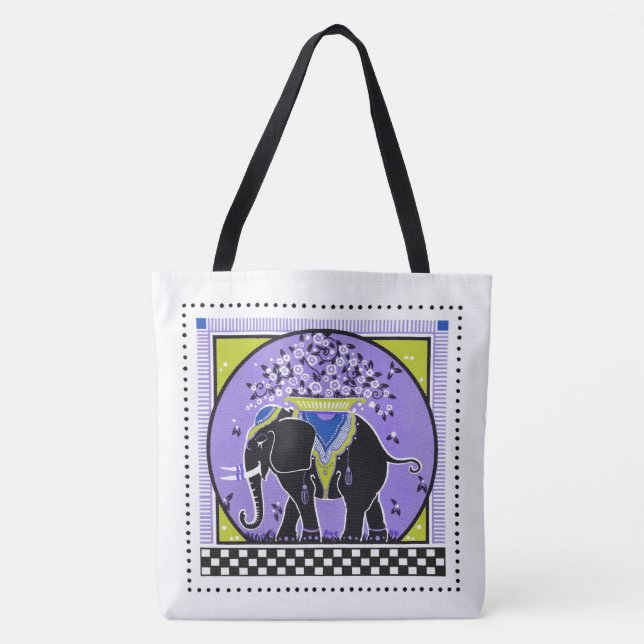 Elephant Parade  in Lavender Tote Bag (Front)