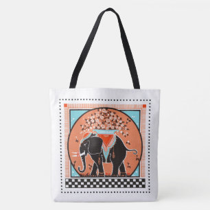 Elephant Parade  in Orange Tote Bag