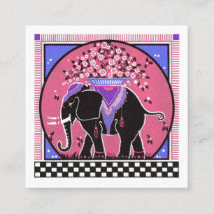 Elephant Parade  in Pink Square Business Card