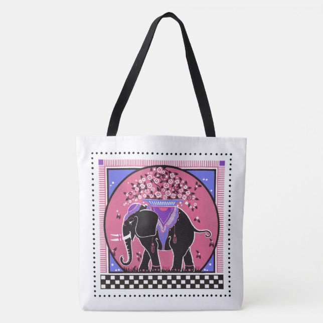 Elephant Parade  in Pink Tote Bag (Front)