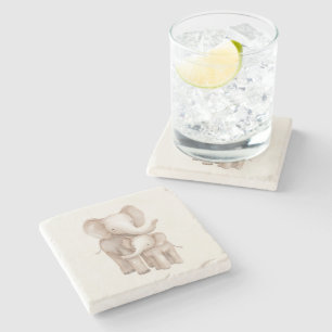Elephant Parent & Baby Stone Coaster