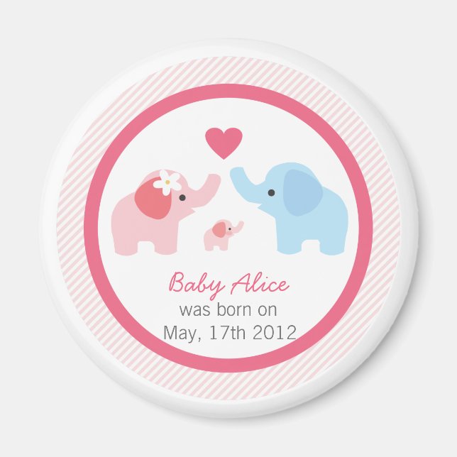 Elephant Parents and Baby Shower Magnet (Front)