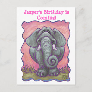 Elephant Party Centre Announcement Postcard