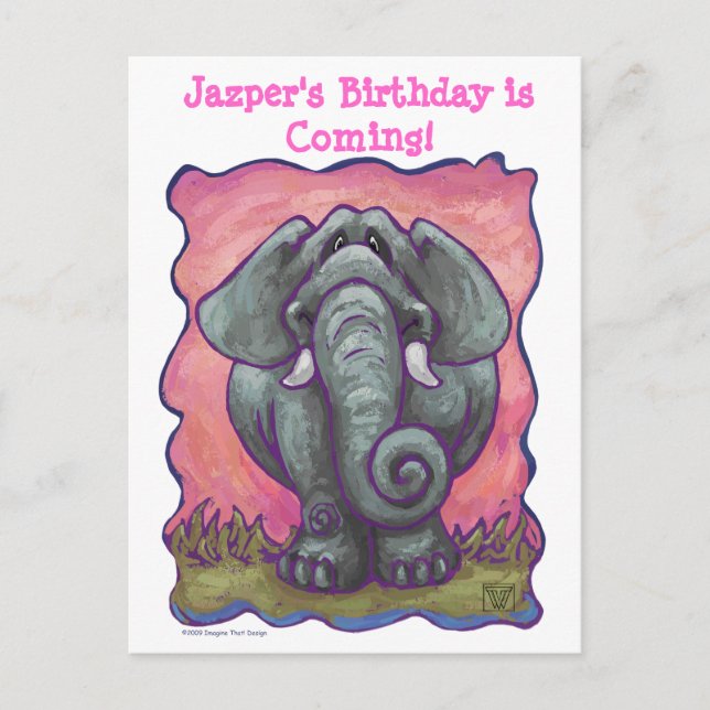 Elephant Party Centre Announcement Postcard (Front)