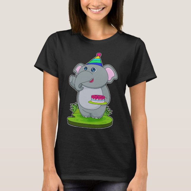 Elephant Party hat Cake T-Shirt (Front)