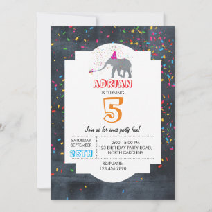 Elephant Partying - Animal Birthday Party Boy Girl Invitation