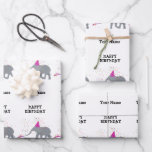 Elephant Partying - Animals at Birthday Party Name Wrapping Paper Sheet<br><div class="desc">A cute illustration of an elephant partying and having fun! Elephant wearing a party hat and blowing party horn with confetti raining down on it. Let the celebrations begin! Perfect for anyone who loves funny animal illustrations. Ideal birthday wrapping paper. Customise the occasion and name and make it your own....</div>
