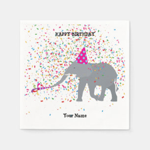 Elephant Partying - Animals at Birthday Party Napkin