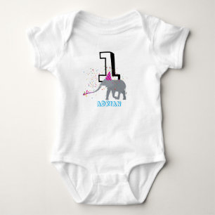 Elephant Partying - Animals Birthday Age Boy Girl  Baby Bodysuit