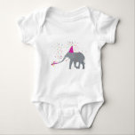 Elephant Partying - Animals Having a Party Baby Bodysuit<br><div class="desc">A cute illustration of an elephant partying and having fun! Elephant wearing a party hat and blowing party horn with confetti raining down on it. Let the celebrations begin! Perfect for anyone who loves funny animal illustrations. Ideal for a birthday gift, nursery decor, kids room art, home decor, Christmas present...</div>