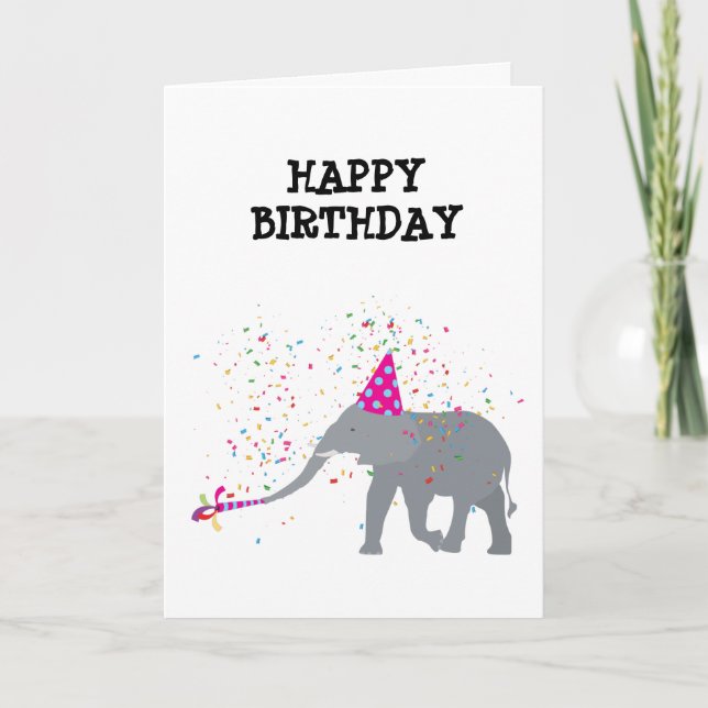 Elephant Partying - Animals Having a Party Card (Front)