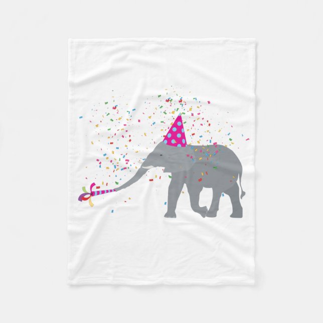 Elephant Partying - Animals Having a Party Fleece Blanket (Front)
