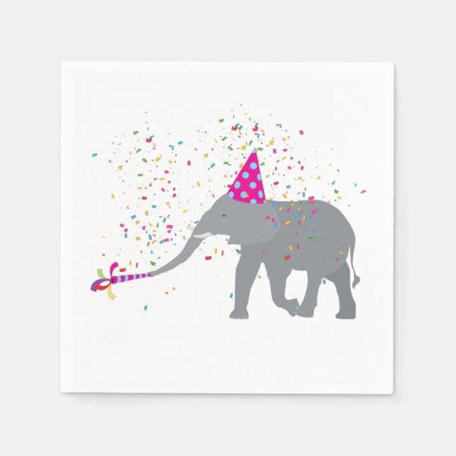 Elephant Partying - Animals Having a Party Napkin (Front)