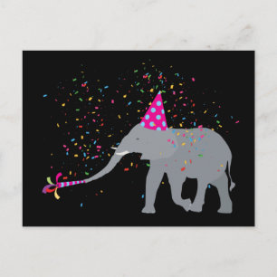 Elephant Partying - Animals Having a Party Postcard
