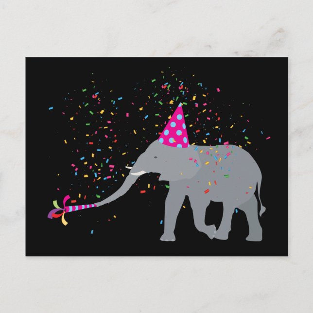 Elephant Partying - Animals Having a Party Postcard (Front)