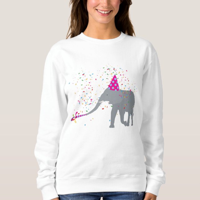 Elephant Partying - Animals Having a Party Sweatshirt (Front)