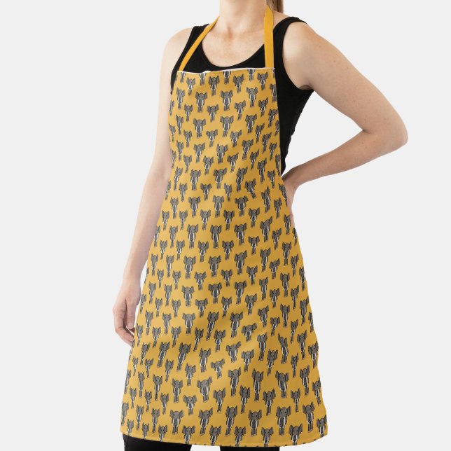 Elephant Pattern All-Over Print Apron (Insitu)