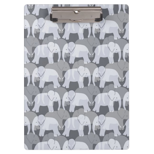 Elephant Pattern Clipboard - Grey (Front)