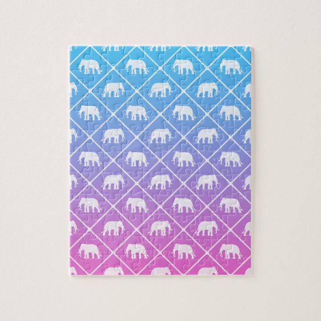 Elephant pattern on blue to pink gradient jigsaw puzzle (Vertical)