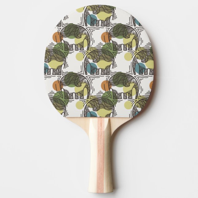 Elephant Pattern Ping Pong Paddle (Front)