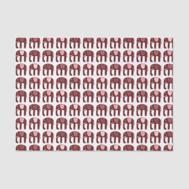 Elephant Pattern Pink Red Tissue Paper (Front)