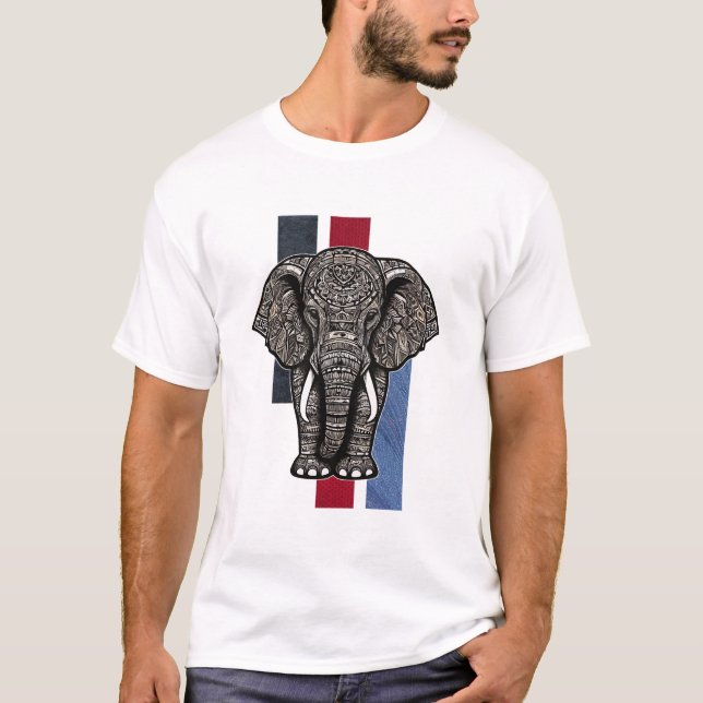 Elephant Pattern  T-Shirt (Front)