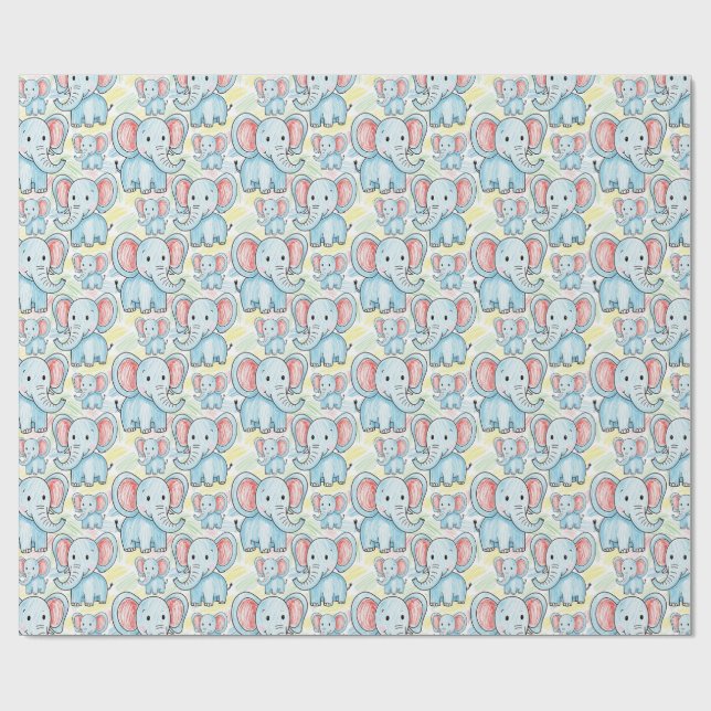 elephant pattern wrapping paper (Flat)