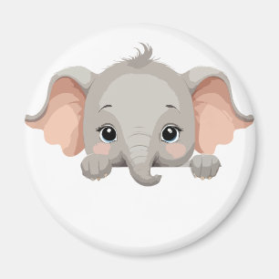 Elephant Peeking Cute Adorable Funny Animal Joyful Magnet