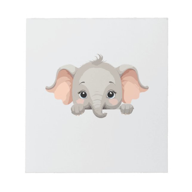 Elephant Peeking Cute Adorable Funny Animal Joyful Notepad (Front)