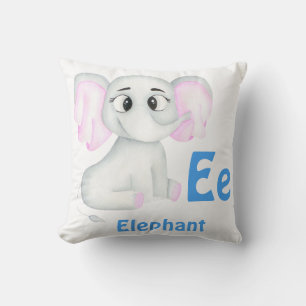 Elephant personalise ABC: Letter E - Add Your Name Cushion