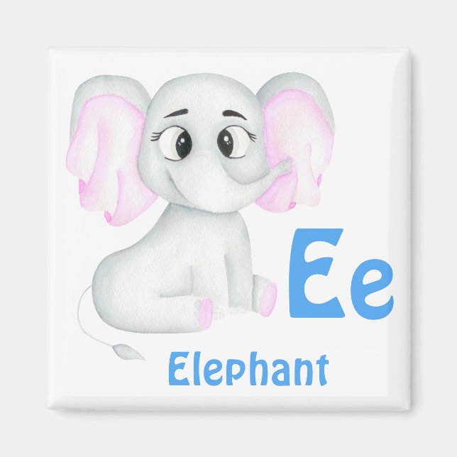 Elephant personalise ABC: Letter E - Add Your Name Magnet (Front)