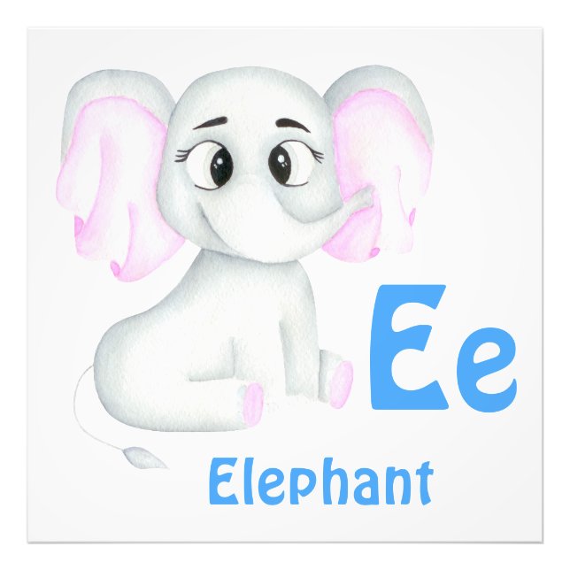 Elephant personalise ABC: Letter E - Add Your Name Photo Print (Front)