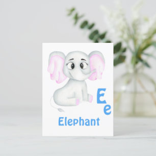 Elephant personalise ABC: Letter E - Add Your Name Postcard